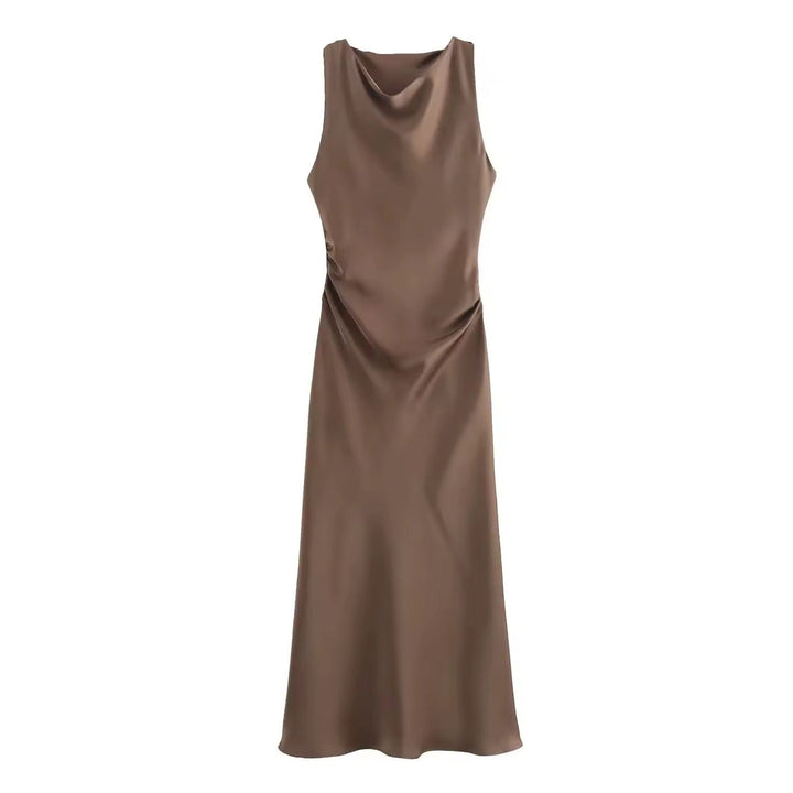 Drune | Satin Maxikleid Elegante Drapierung