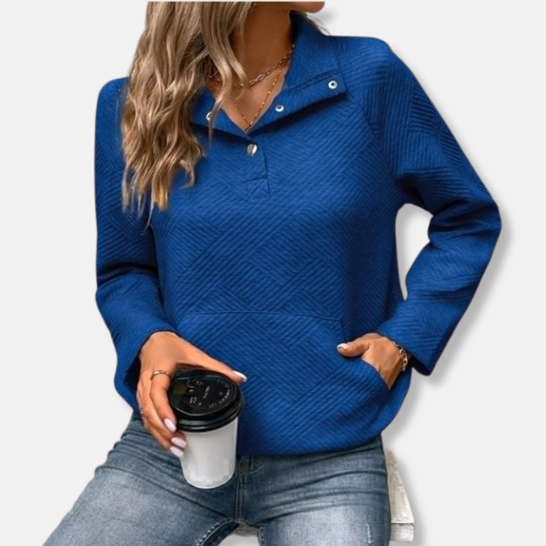 Drune | Baumwolle Gestepptes Sweatshirt Lässiger Schnitt mit Kragenpullover