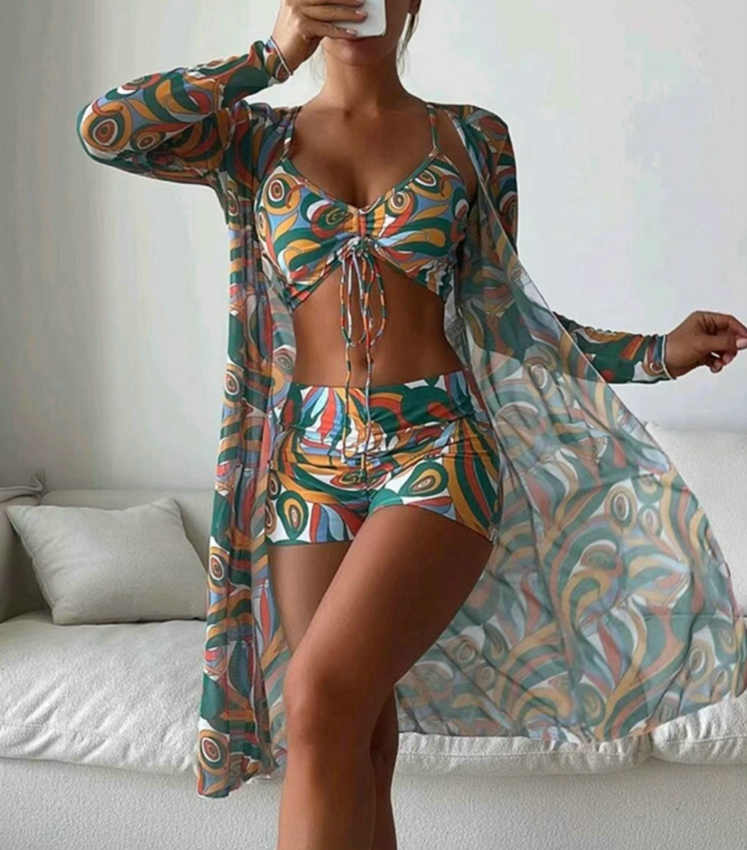 Drune-teiliges Bikini-Set | Demi-Set