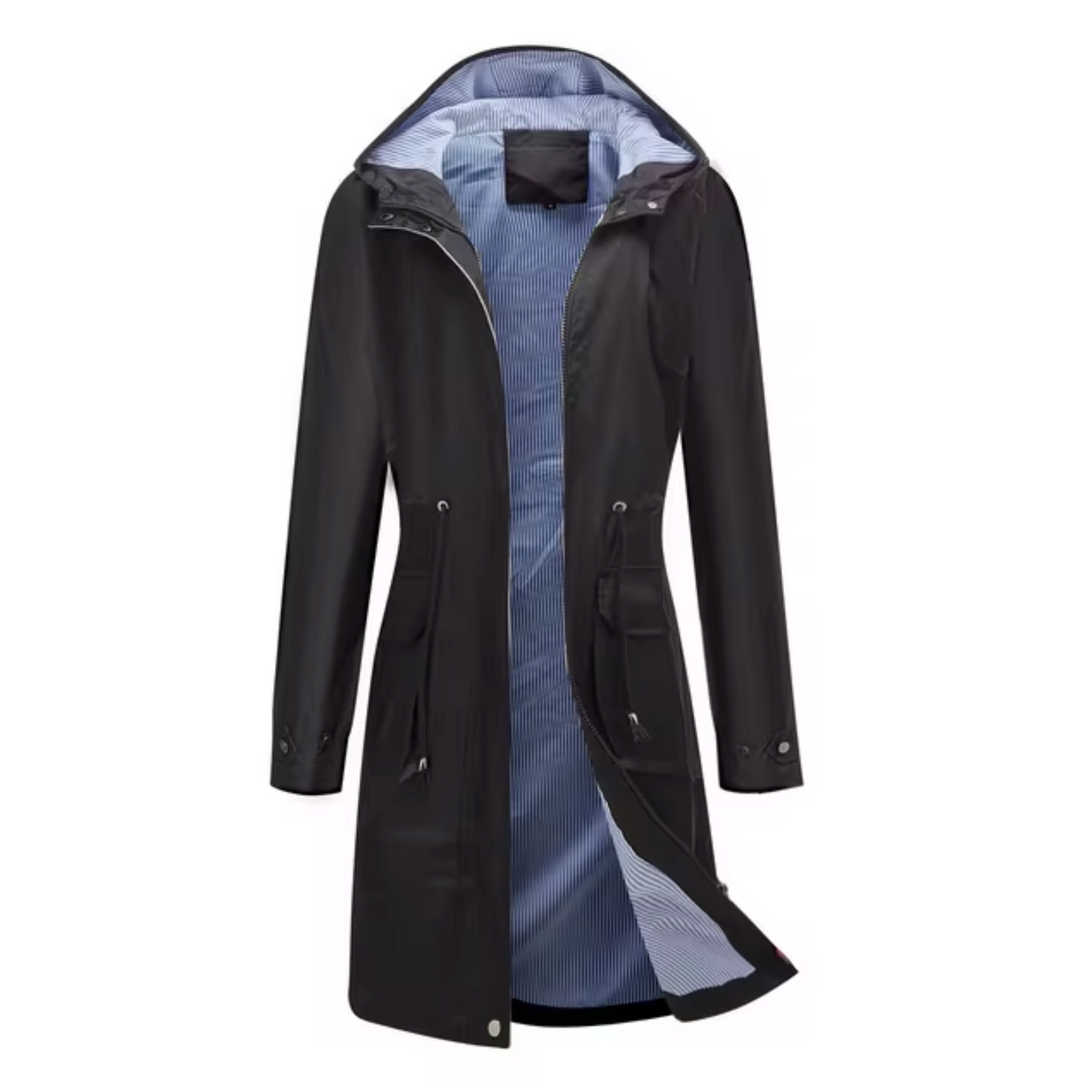 Drune | Lange wasserdichte Jacke mit Kapuze für Damen