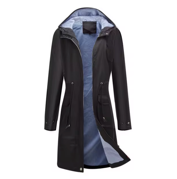 Drune | Lange wasserdichte Jacke mit Kapuze für Damen