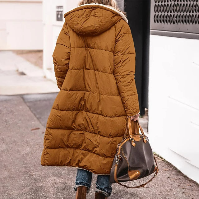 Drune | Gepolsterte warme Parka mit Futterkapuze für Damen