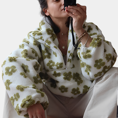 Drune | Damen-Sherpa-Pullover mit stilvollem Blumenmuster