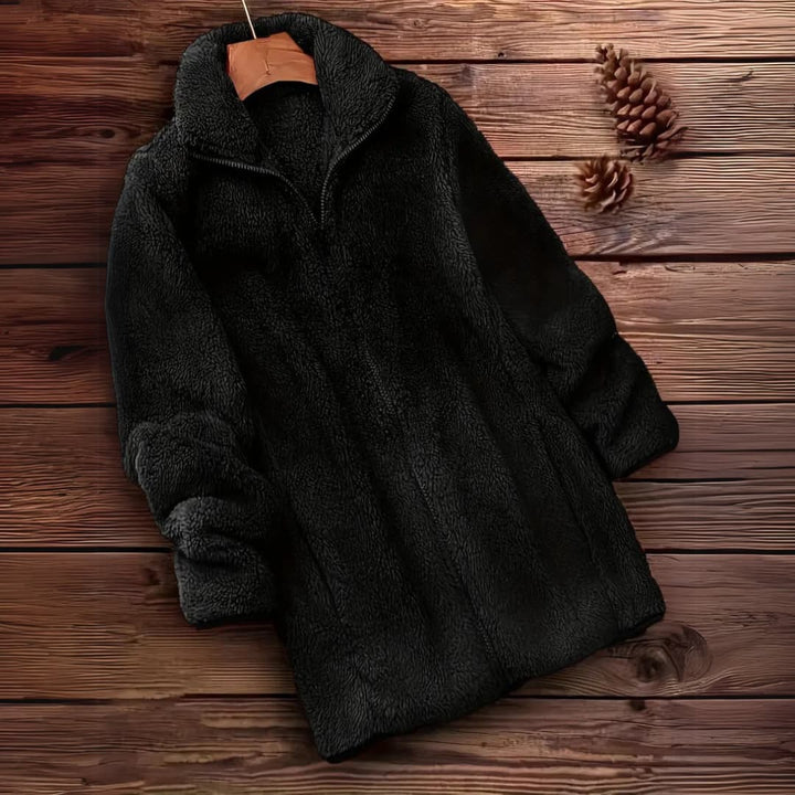 Drune | Damen Teddy Zip-Up Pullover Lässig Langarm Winterjacke