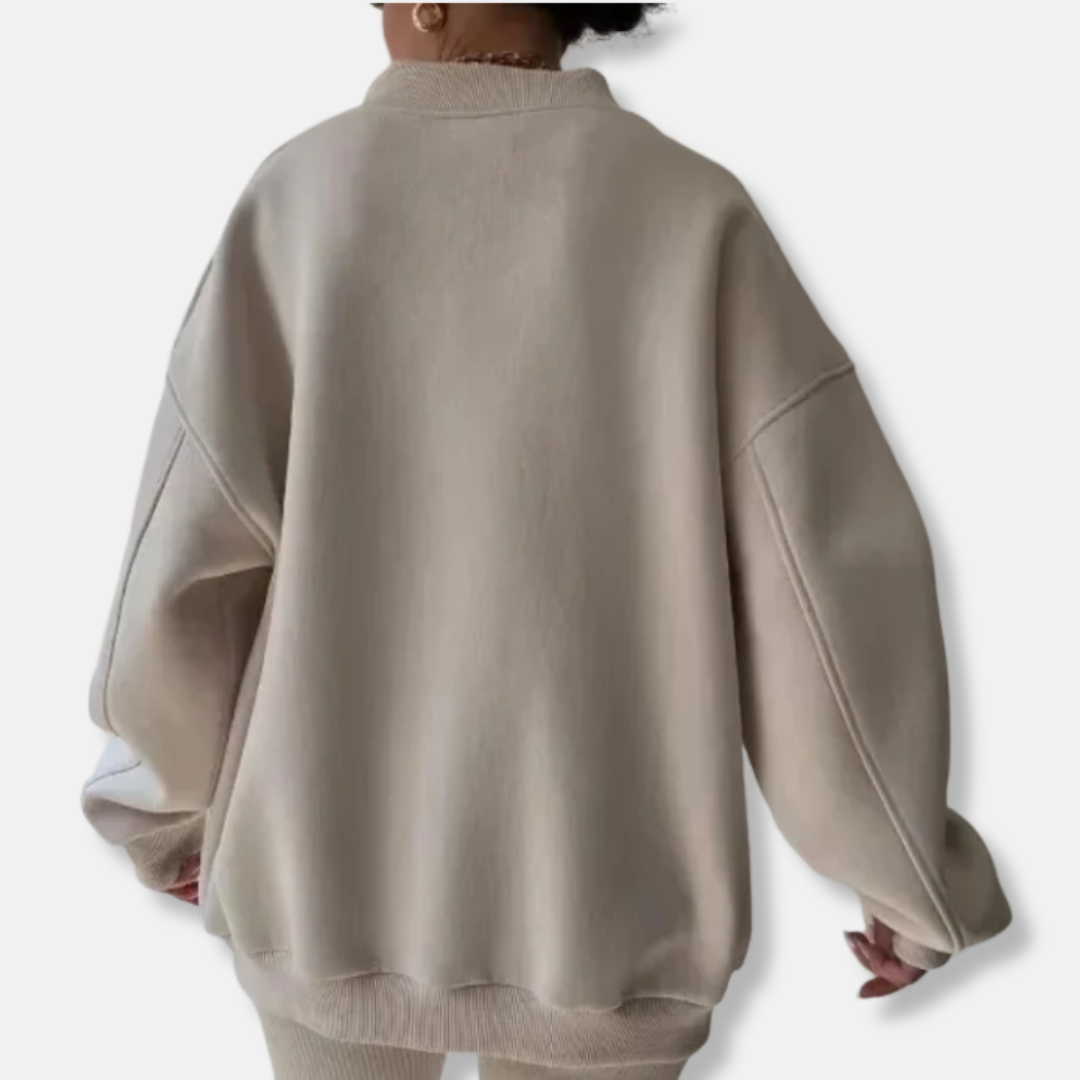 Drune | Sweatshirt - Fleece-Mischung - Übergroße entspannte Passform - V-Ausschnitt - Rippbündchen