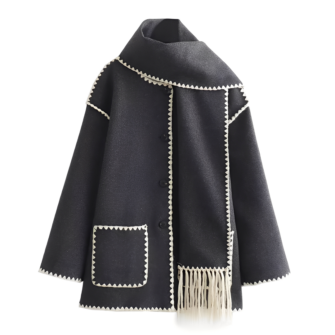 Drune | Elegante, locker geschnittene Damen-Wolljacke mit Schal