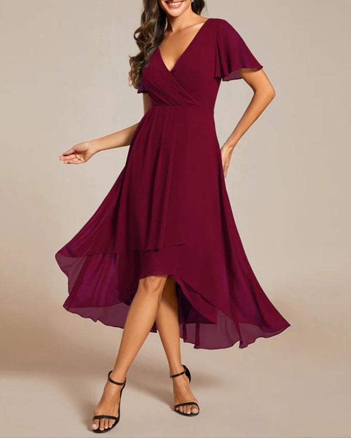 Drune | Kleid mit V-Ausschnitt und Rüschenärmeln