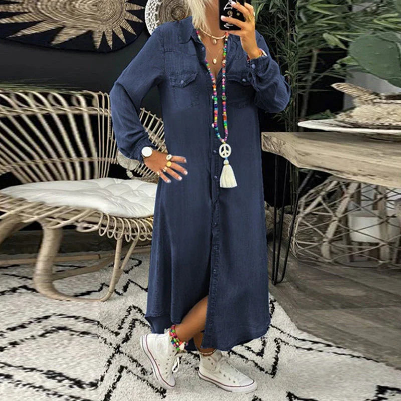 Einfarbiges Jeanskleid für Damen