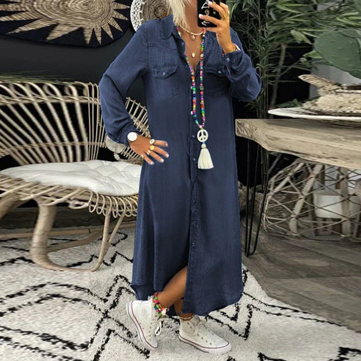 Einfarbiges Jeanskleid für Damen