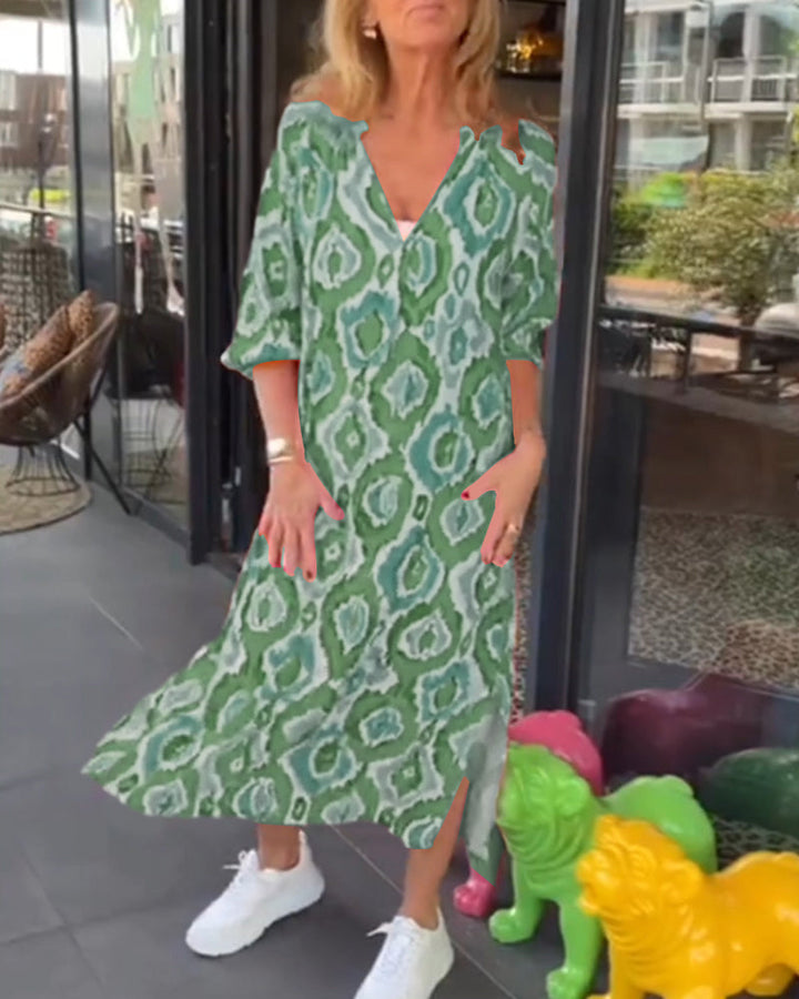 Drune | Kleid mit Motivdruck und Halbärmeln