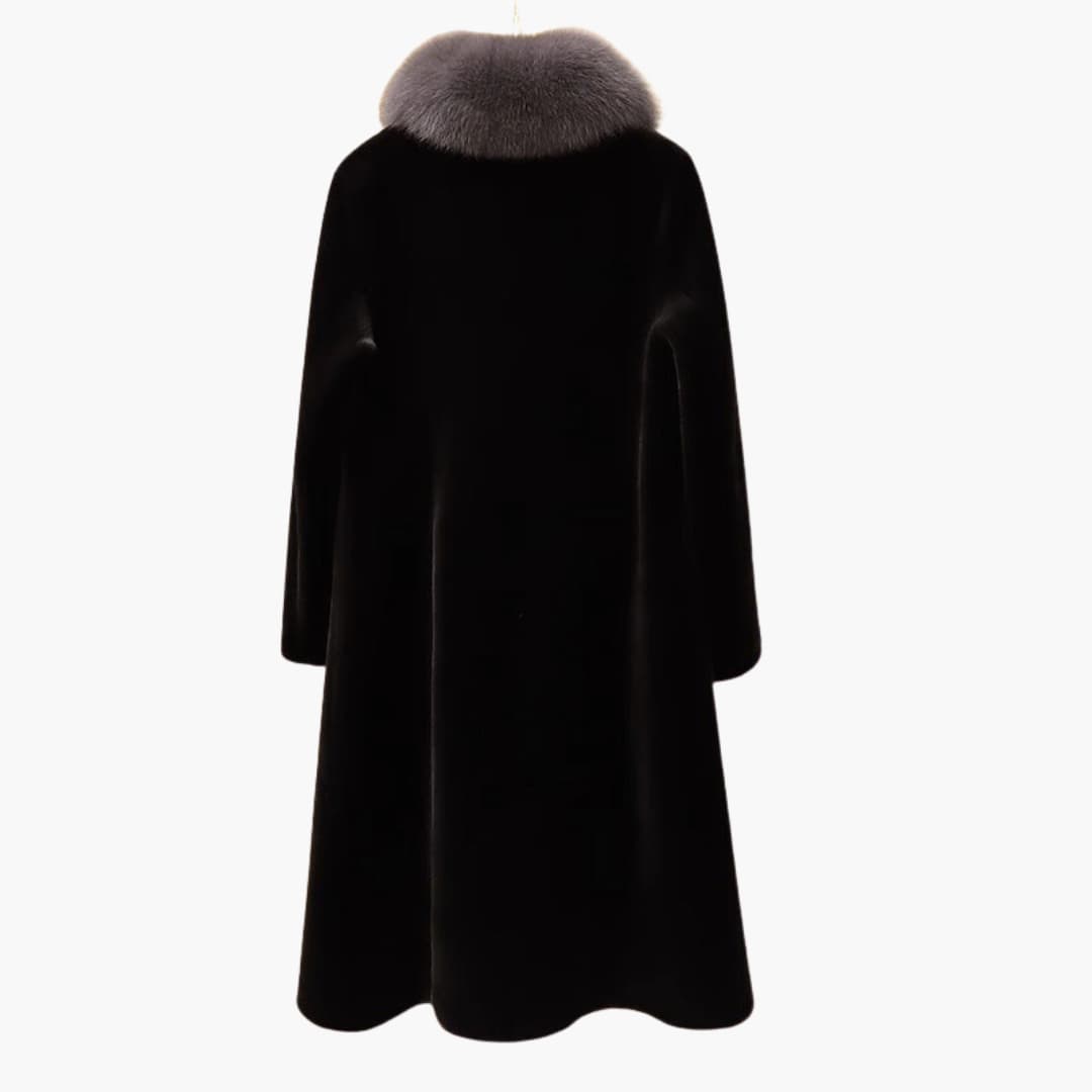 Drune | Eleganter Minkmantel mit Fuchsfell für Damen
