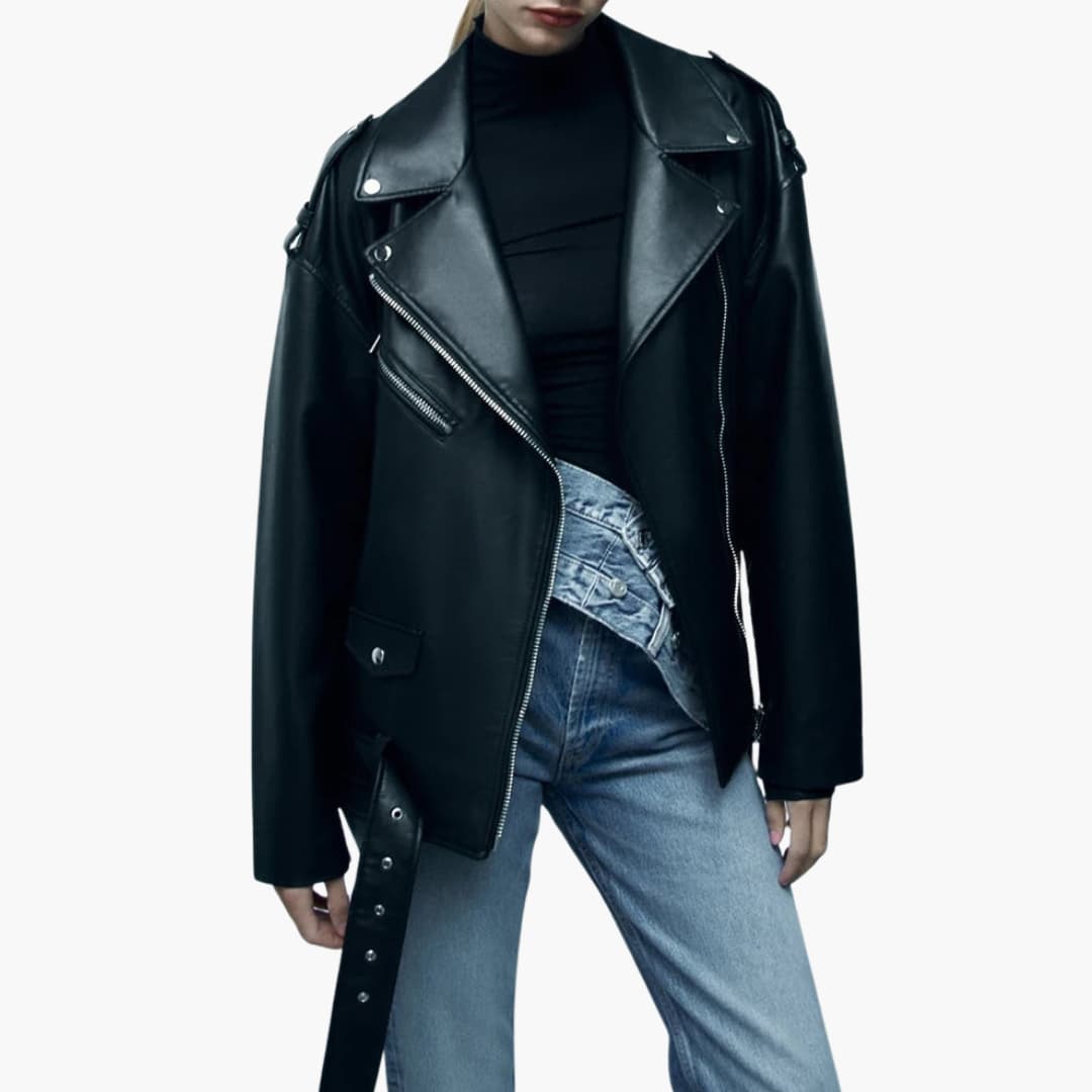 Drune | Trendy Bikerjacke aus Leder für Damen