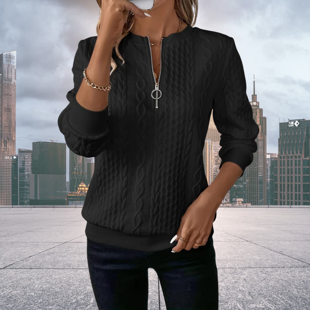 Drune | Strickpullover mit halbem Reißverschluss Damen