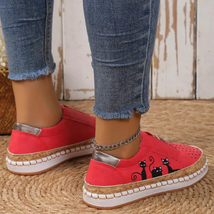 Drune | Lässige Katzenmuster Schuhe