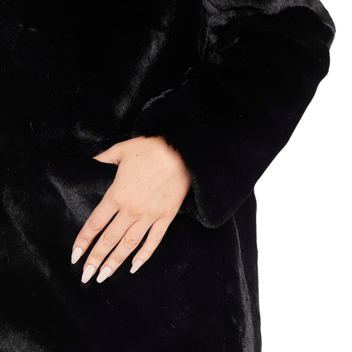 Drune | Elegante Kunstpelzjacke für Frauen Lange Ärmel Knopfverschluss Taschen