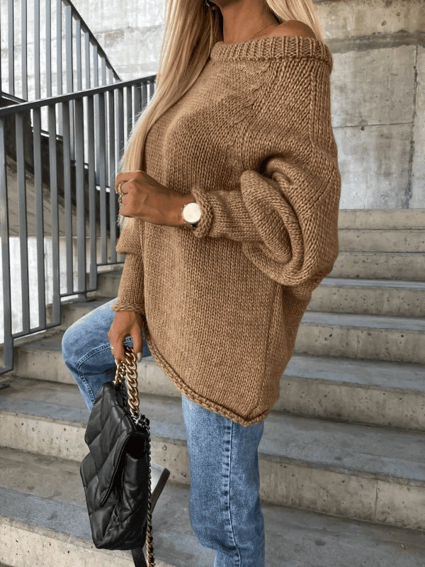 Drune | Locker gestrickter Damenpullover mit schulterfreies Design