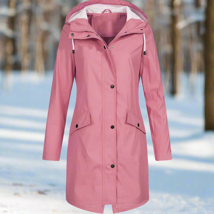 Drune | Kapuzenregenjacke Lässige Passform Mid Thigh Regenjacke