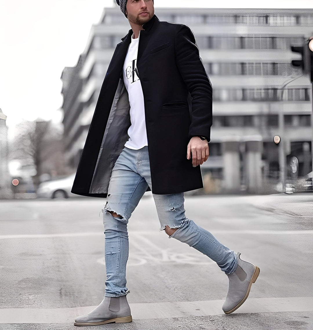 Drune | Lässiger langer Wollmantel für Herren