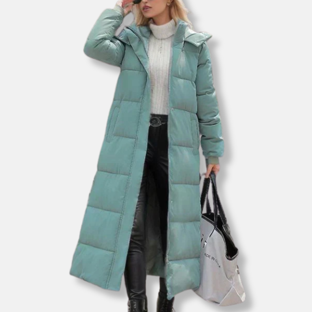 Drune | Pufferjacke Woven Blend Gesteppt Maxi Länge Hoher Kragen mit Kapuze