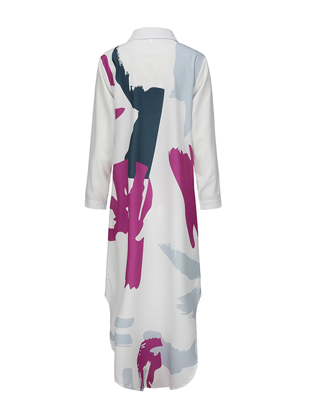 Drune | Langarm Hemdkragen Kleid mit Muster in Lila
