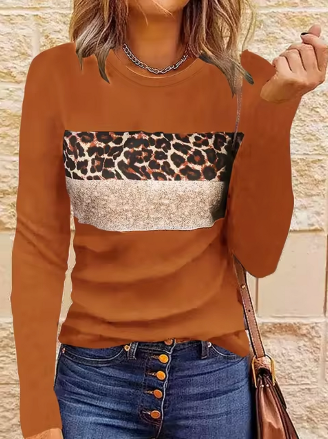 Drune | Langarm-T-Shirt mit Leopardenmuster