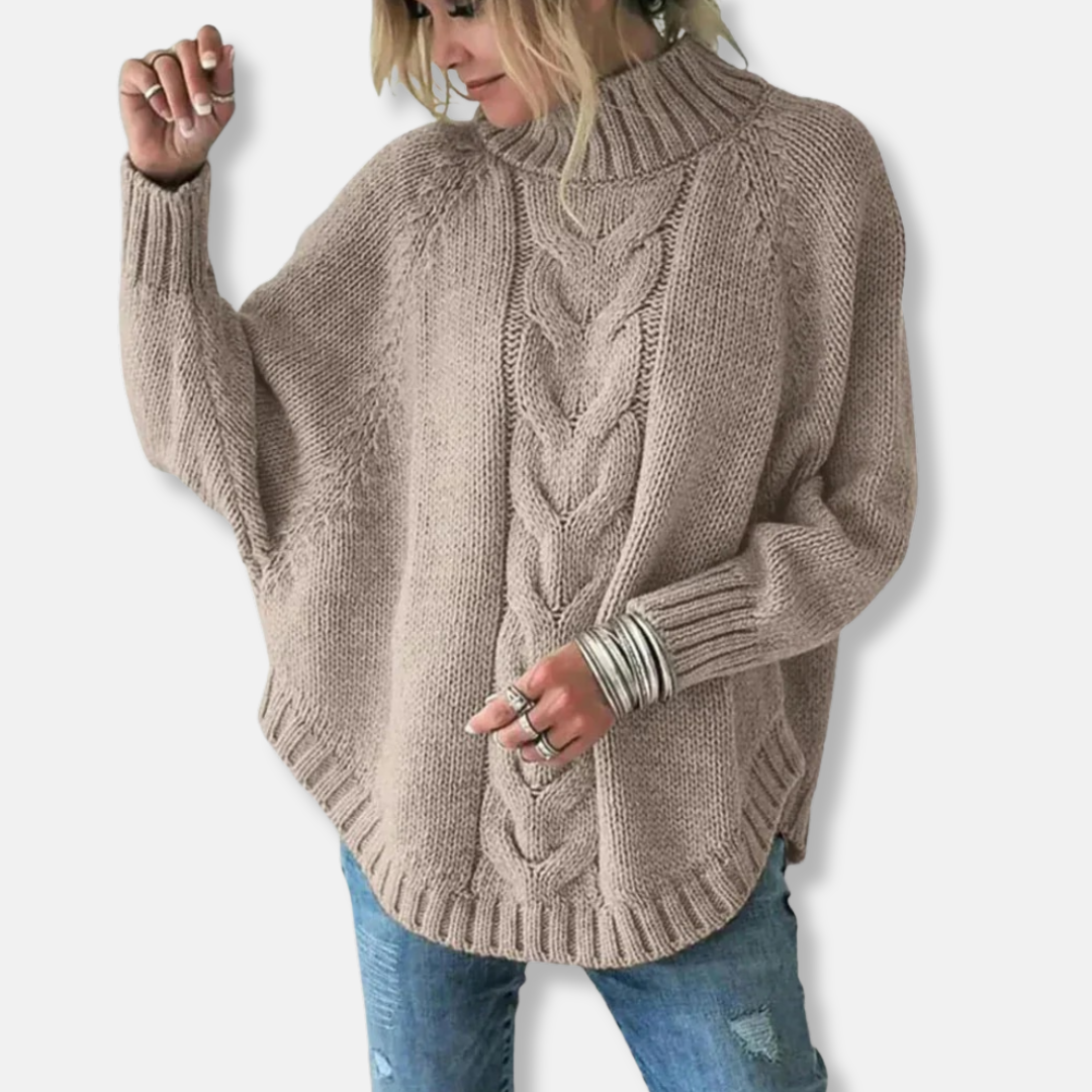 Drune | Wolle Übergröße Rollkragenpullover Kabelstrickpullover