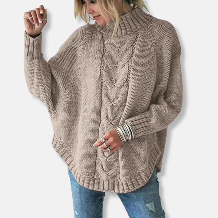 Drune | Wolle Übergröße Rollkragenpullover Kabelstrickpullover