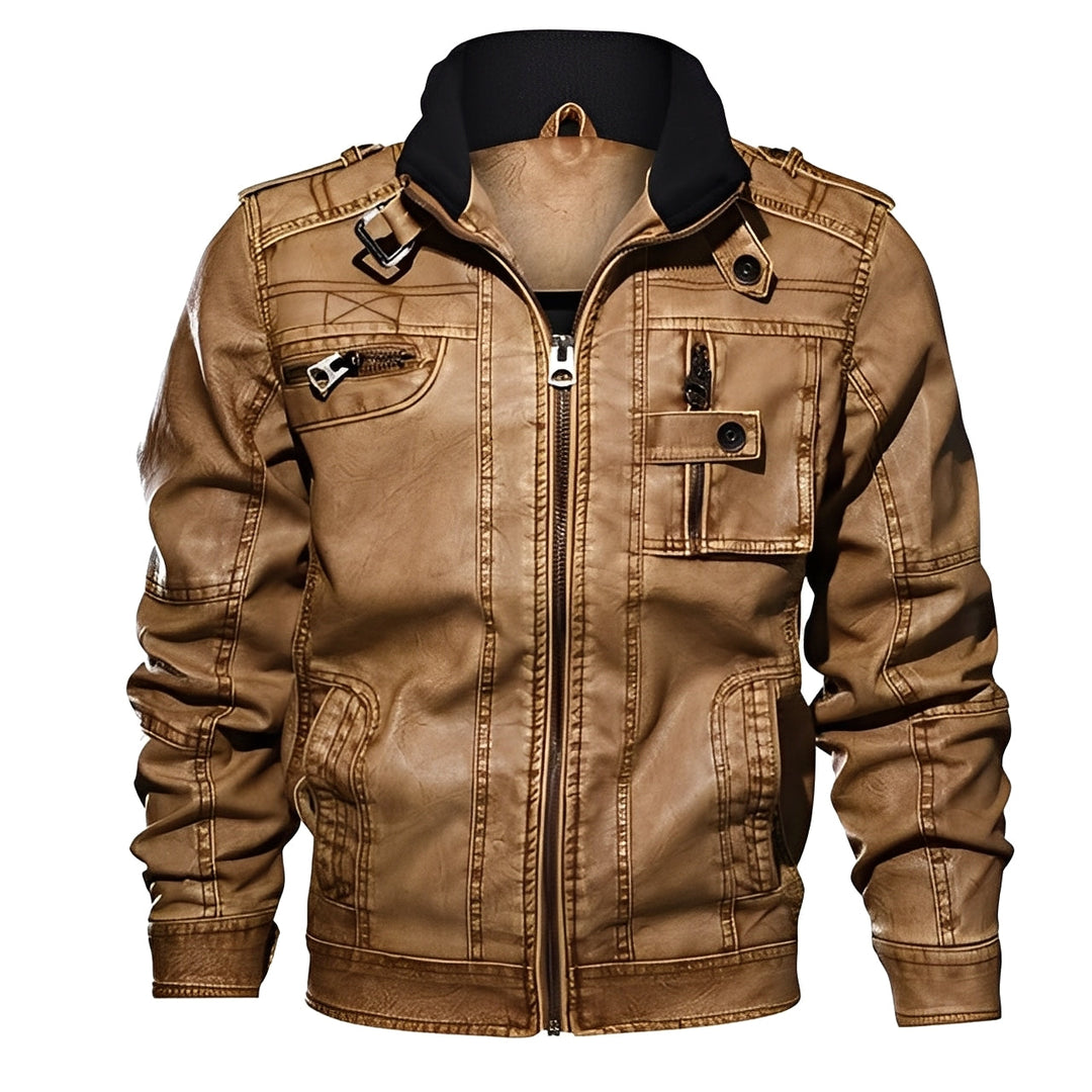 Drune | Klassische Lederjacke mit Taschen für Männer