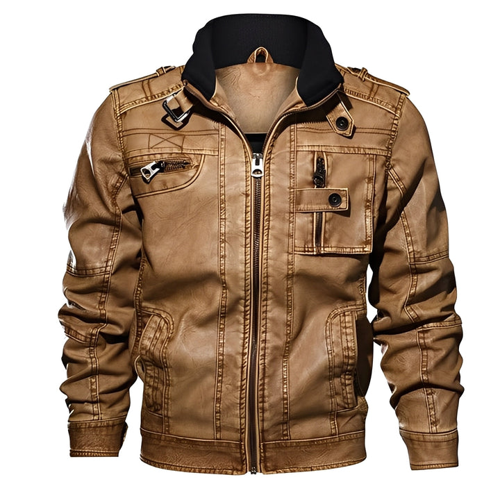 Drune | Klassische Lederjacke mit Taschen für Männer