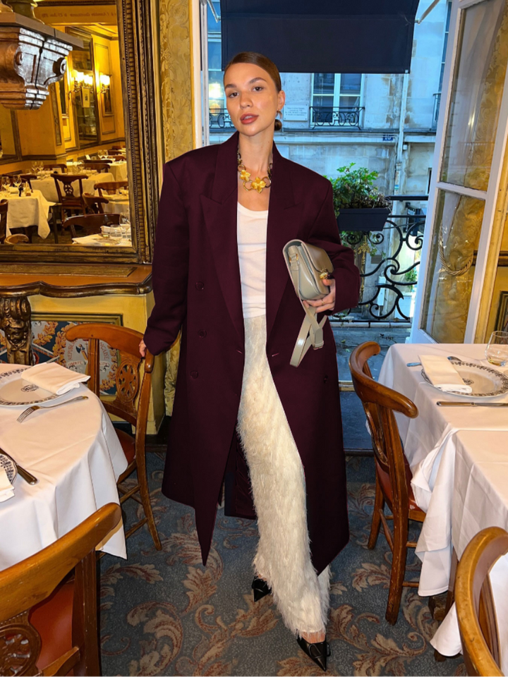 Drune | Eleganter Wollmantel in Bordeauxrot