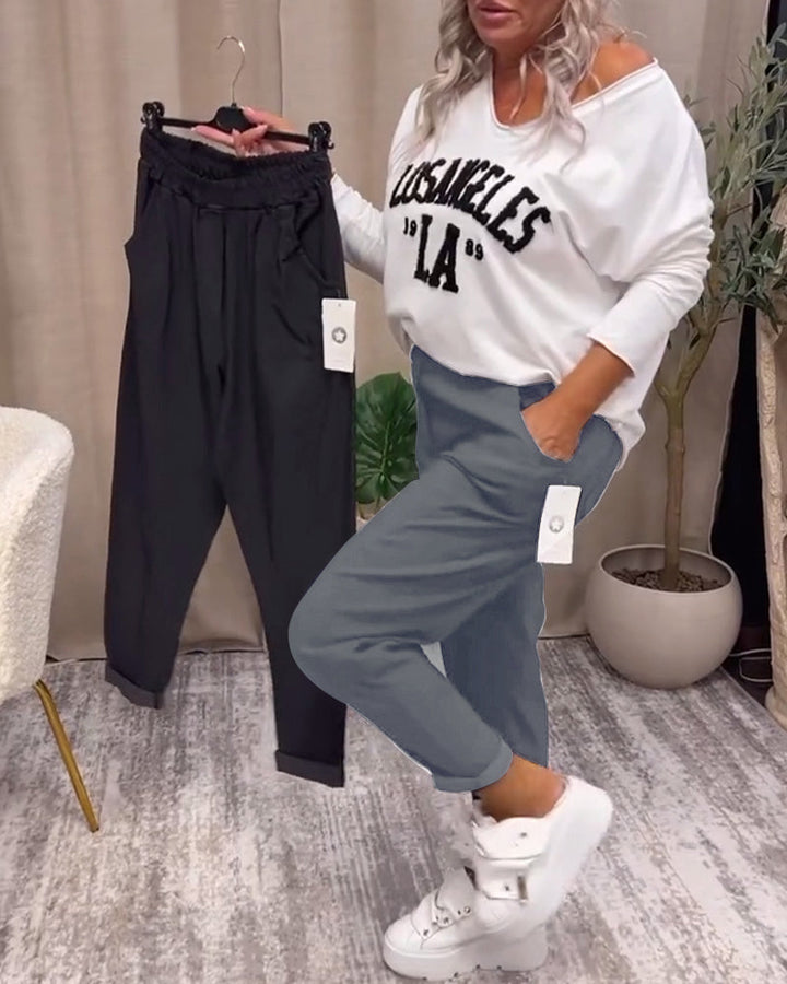 Drune | Lässige Einfarbige Hose mit Taschen