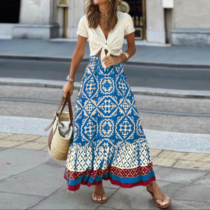 Drune | Trendiger High Waist Rock Mit Geometrischem Muster