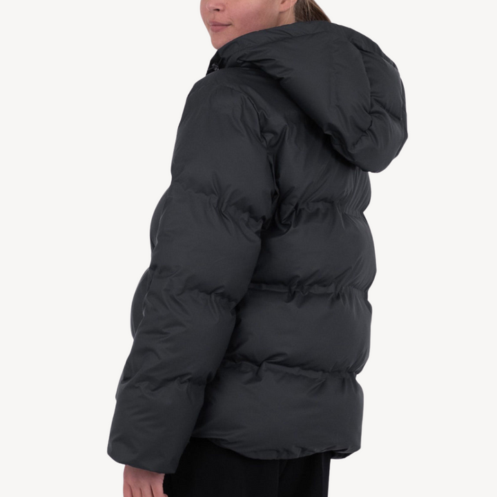Drune | Damen Schwarze Kapuzen-Puffermantel Winter Polyester Jacke