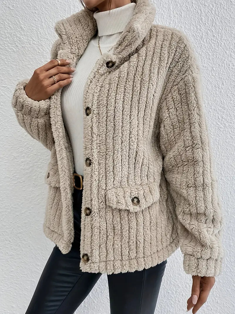 Drune | Pelzjacke Weiches Kunstfell Knielang Klassischer Knopfverschluss