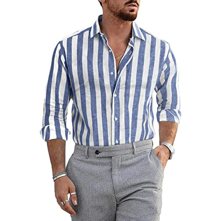 Drune | Stylisches Gestreiftes Leinenhemd Für Männer