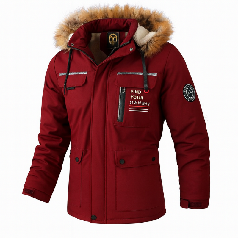 Drune | Herren Winterjacke mit verstellbarer Kapuze und Taschen-Detail-Design