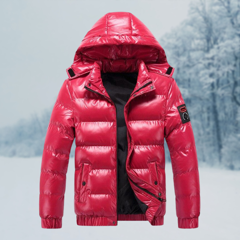 Drune | Stylische Glänzende Pufferjacke mit Kapuze für Herren
