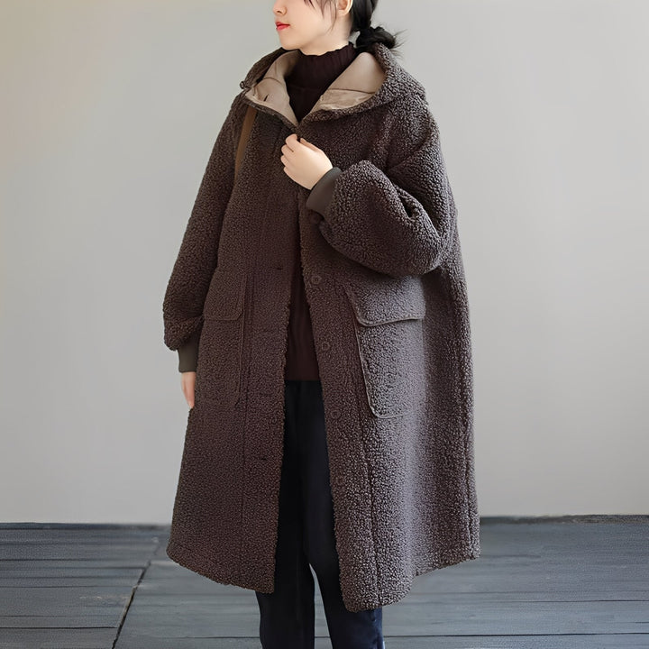 Drune | Warmer Wollmantel mit Kapuze für Frauen