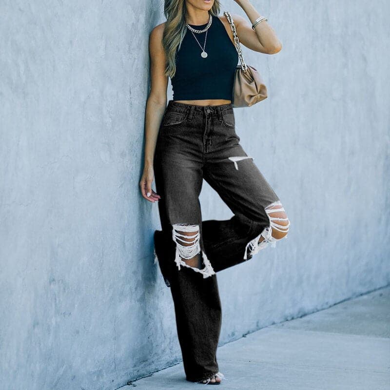 Drune | Weite Beine Hohe Taille Eingetragener Trendy Fit