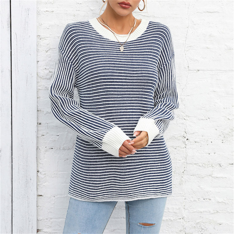 Drune | Gestreifter Strickpullover für Einen Modernen Look