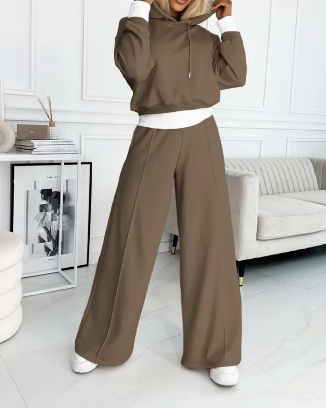 Drune | Zweiteiliger Kapuzenpullover Und Hosenanzug Mit Weitem Bein