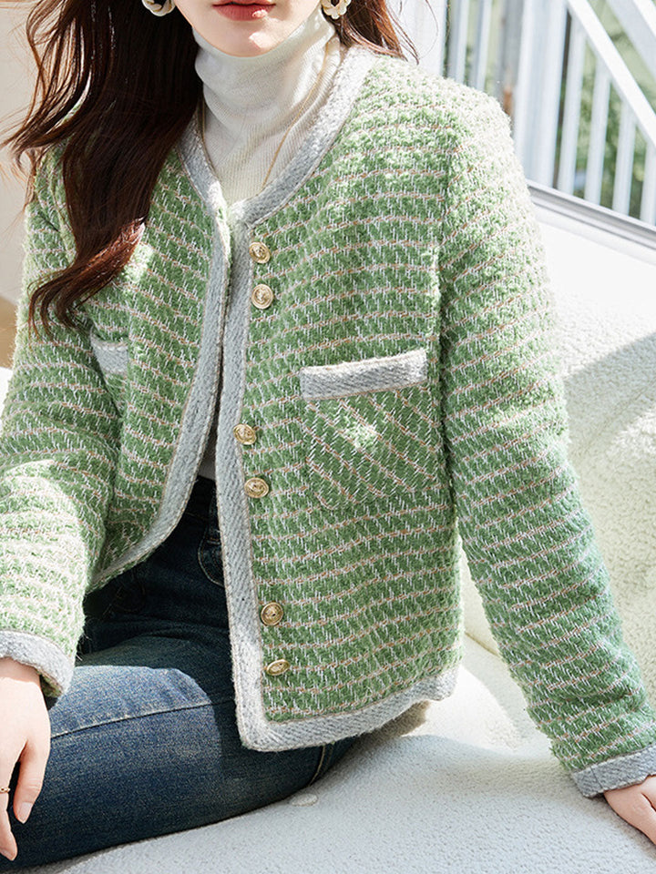 Drune | Klassische Rundhalsgarnknopf-Tweedjacke