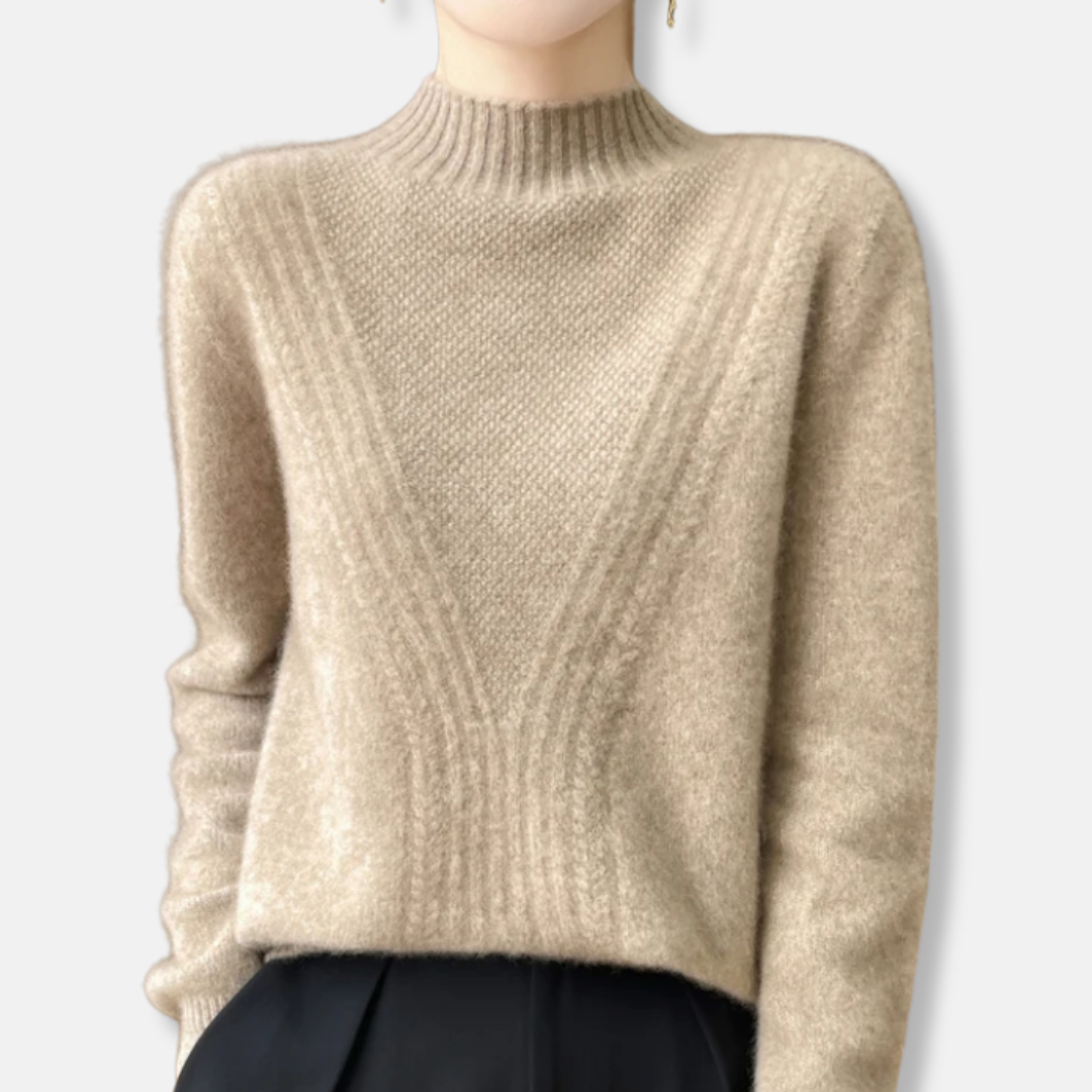 Drune | Pullover Sweater - Wollmischung - Lockere Passform - Halbhochelastischer Kragen - Rippstrick