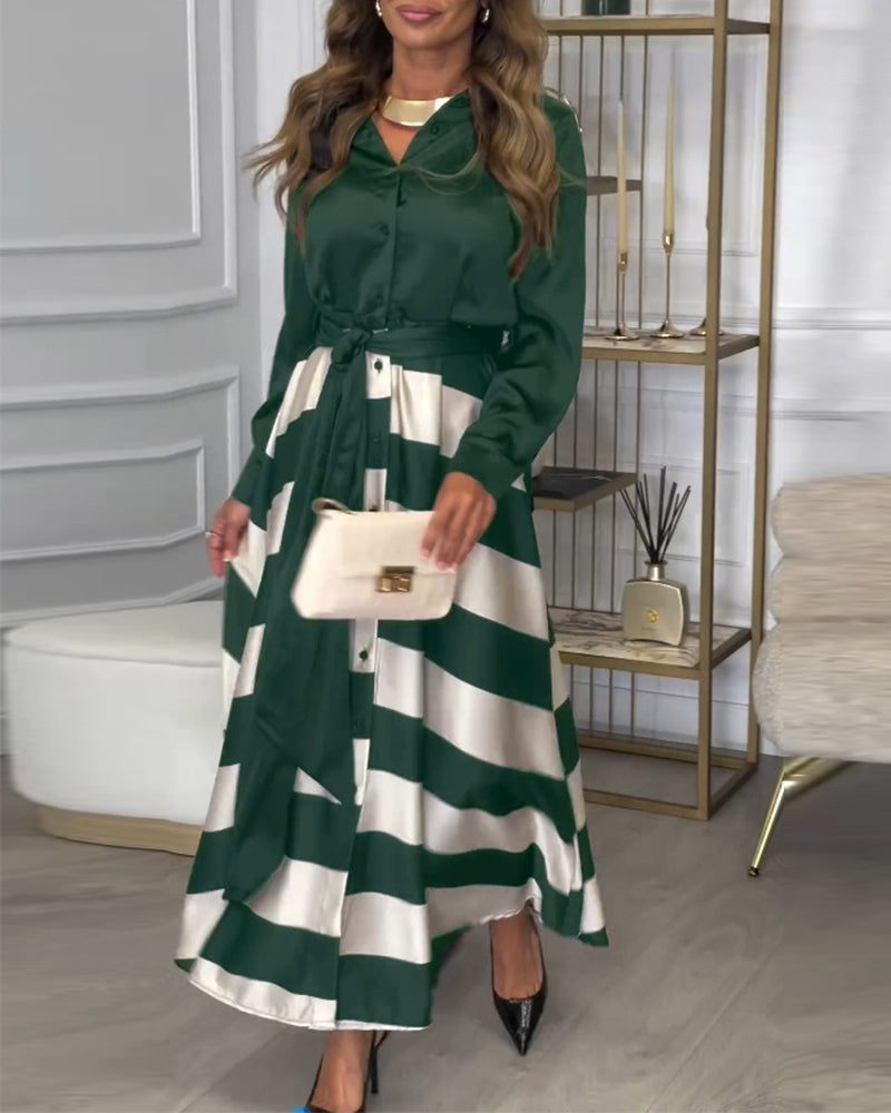 Drune | Kleid mit Streifenmuster und Reversriemen