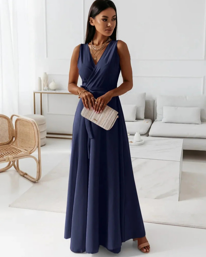 Drune | Langes V-Ausschnitt Kleid für Damen Maxi