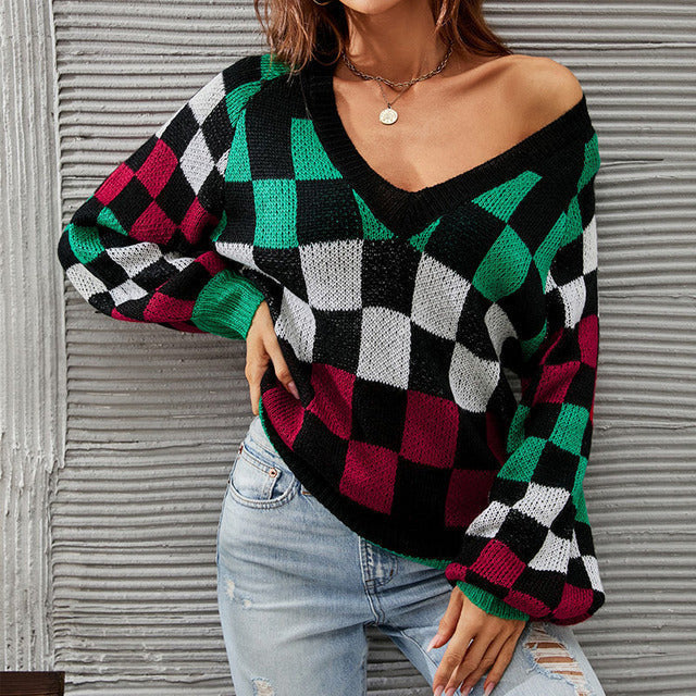 Drune | Gepunkteter Strickpullover mit Ballonärmeln Polyester Elegant, Bequem