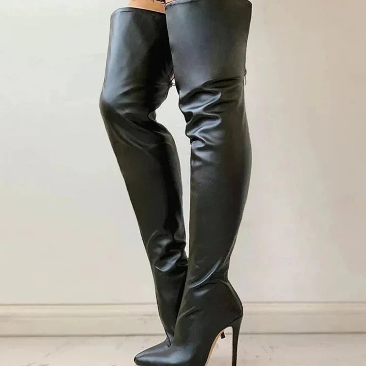 Drune | Bequeme Hochhackige Schuhe für Frauen Oberschenkel Hoch