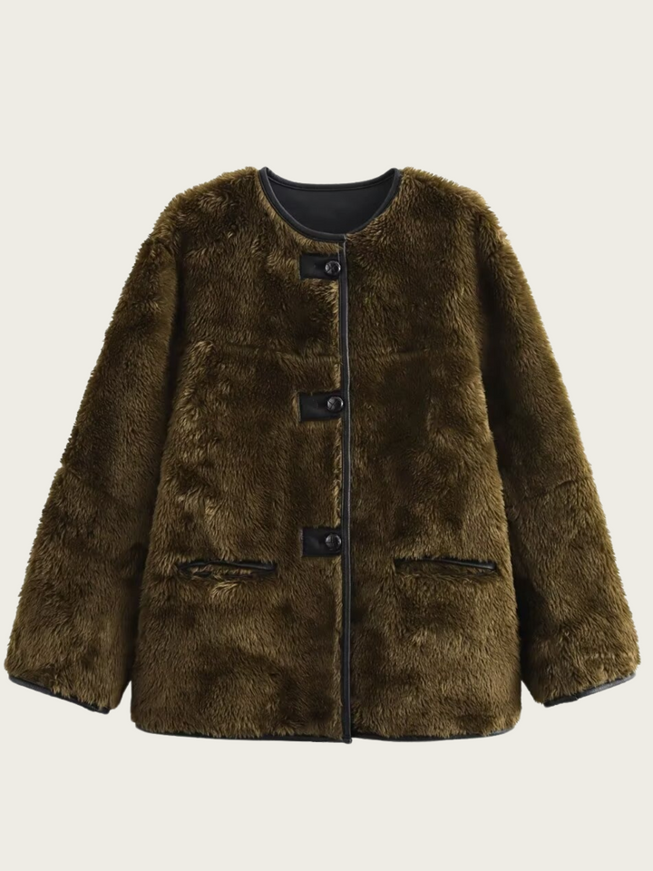 Drune | Damen Teddyjacke mit Knopfverschluss