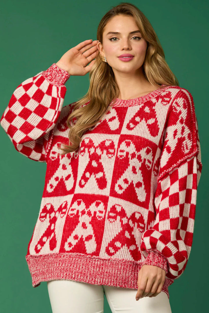 Drune | Zuckerstangen-Weihnachtsnadeln & Lebkuchenmann Strickpullover