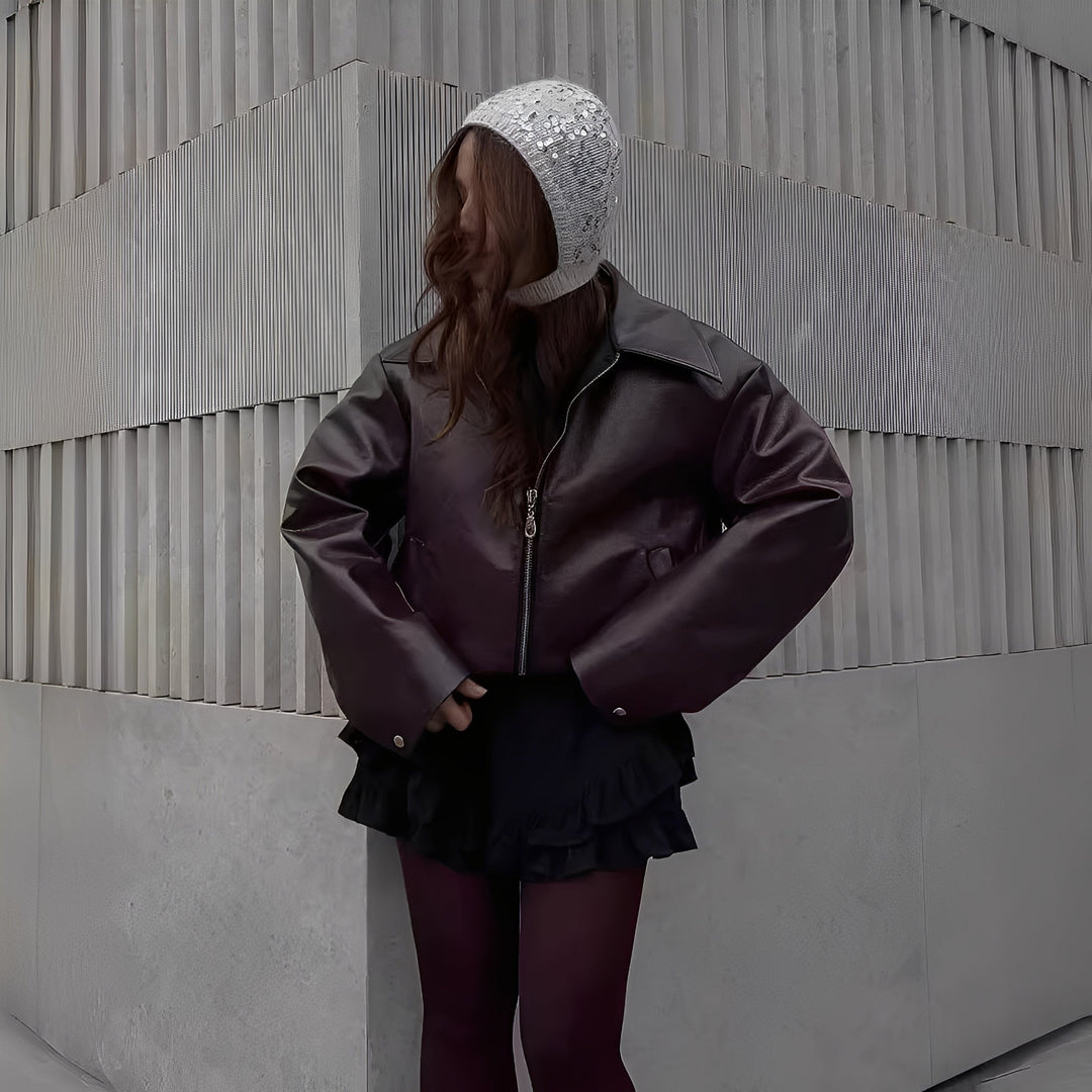 Drune | Modische Lederjacke mit Reißverschluss für Frauen